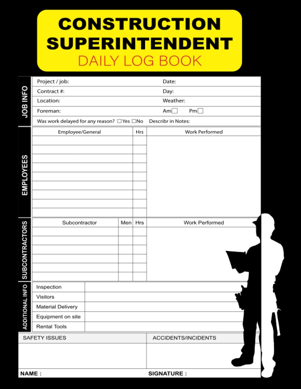 Construction Superintendent Daily Log Book Construction Site Managers