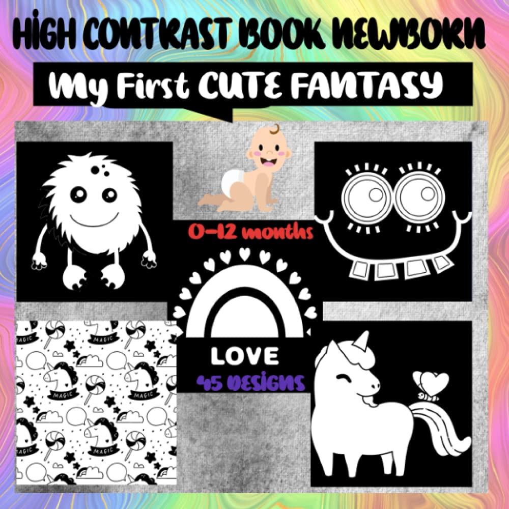 High Contrast Book Newborn My First Cute Fantasy Visual Stimulation Soft Books for Babies, Baby