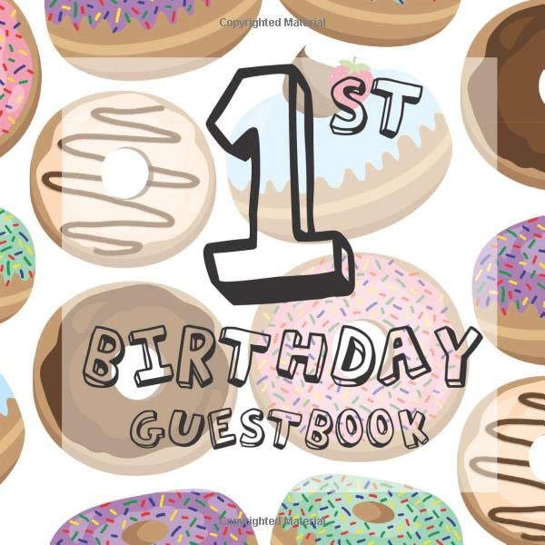 1st Birthday Guest Book Donut Grow Up Dessert Cake Themed First