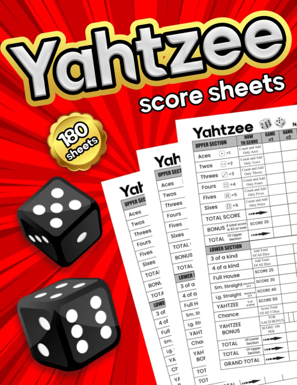 Yahtzee Score Sheets Premium Quality Yahtzee Score Sheets Games 180