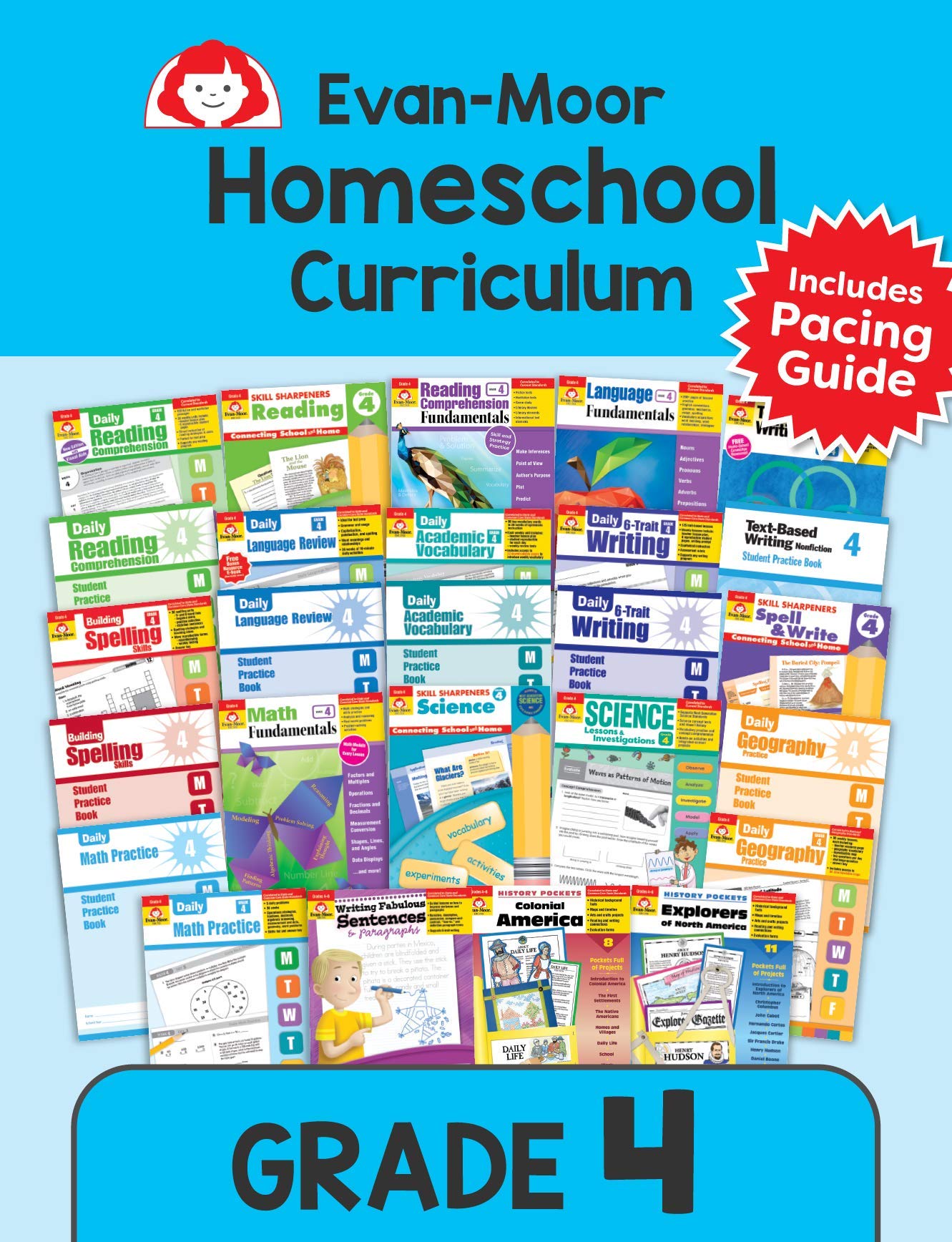 EvanMoor Homeschool Curriculum, Grade 4, Bundle of 26 Workbooks
