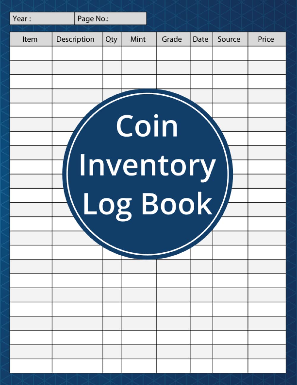 Coin Inventory Log Book Coin Collectors Inventory Log for Organizing