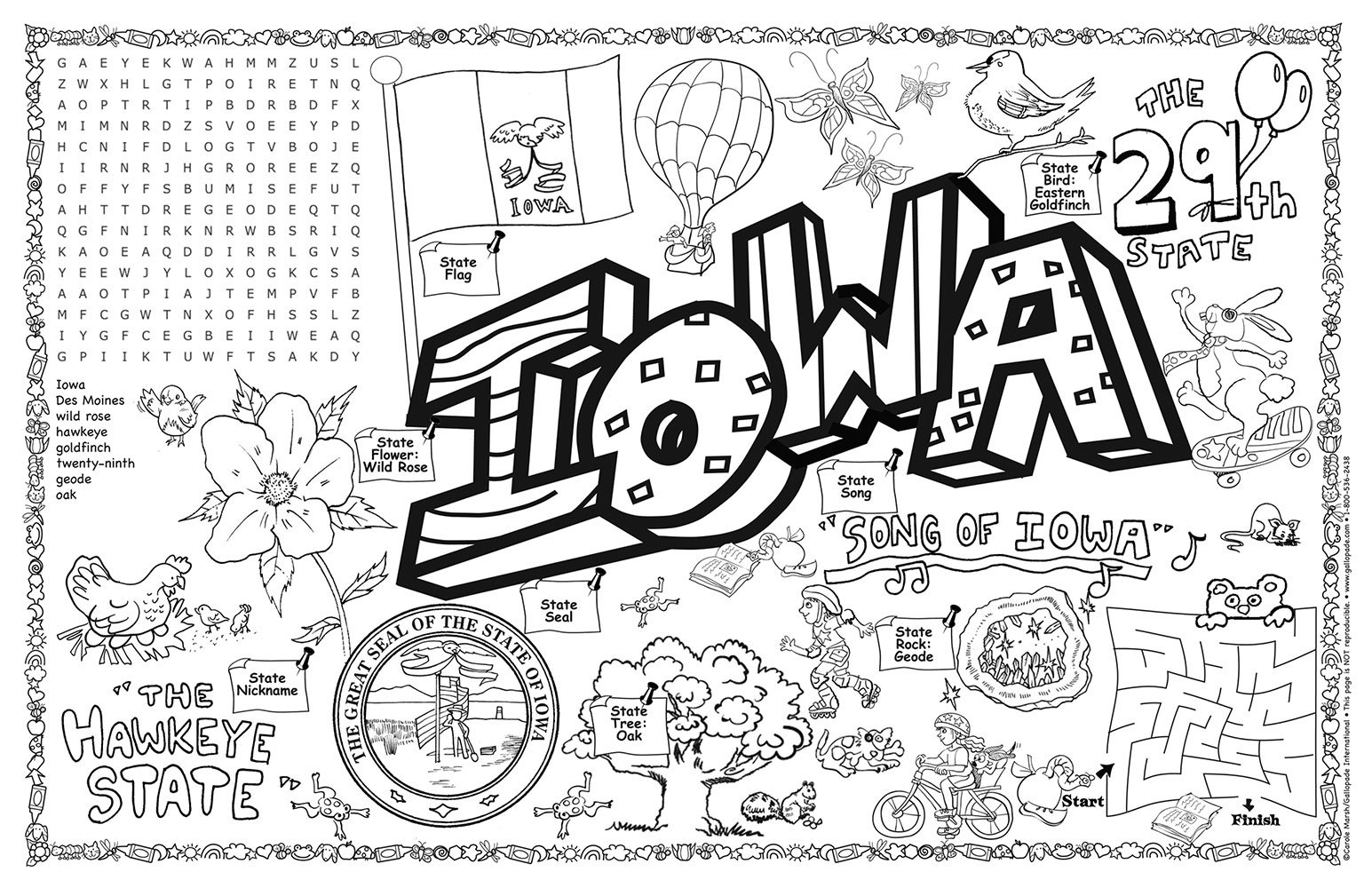 Iowa Symbols &amp; Facts Funsheet - Pack of 30 by International Gallopade ...