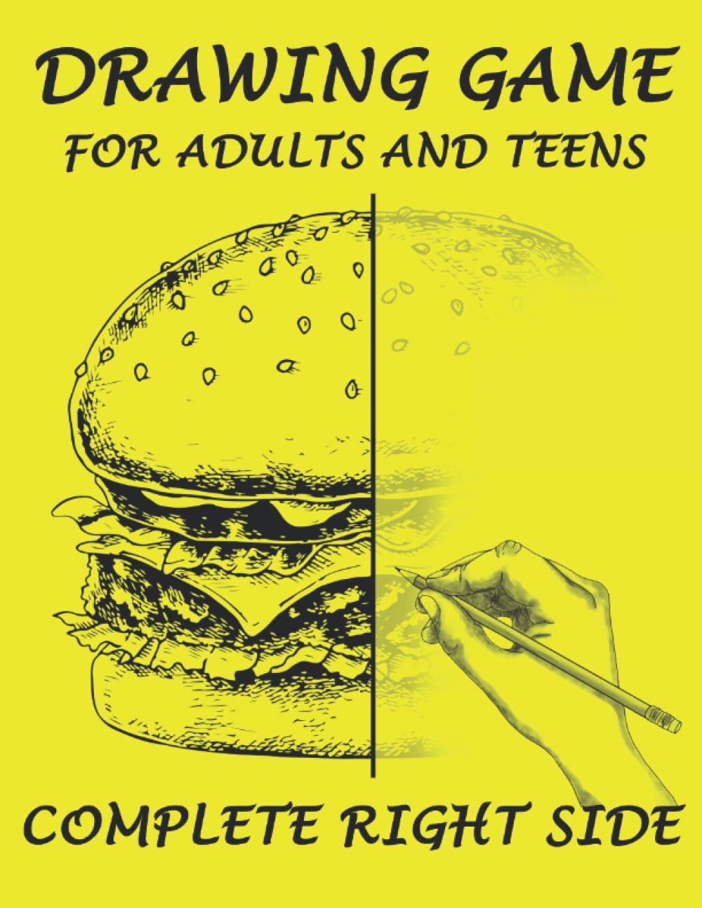 Drawing Game for Adults and Teens, Complete Right Side Pencil Drawing