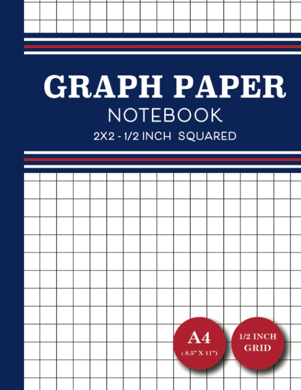 Graph Paper Notebook 1/2 Inch Squared 2x2 (2 Squares Per Inch) Quad
