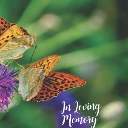 In Loving Memory Butterfly Fritillary Funeral Guest Book, Memorial