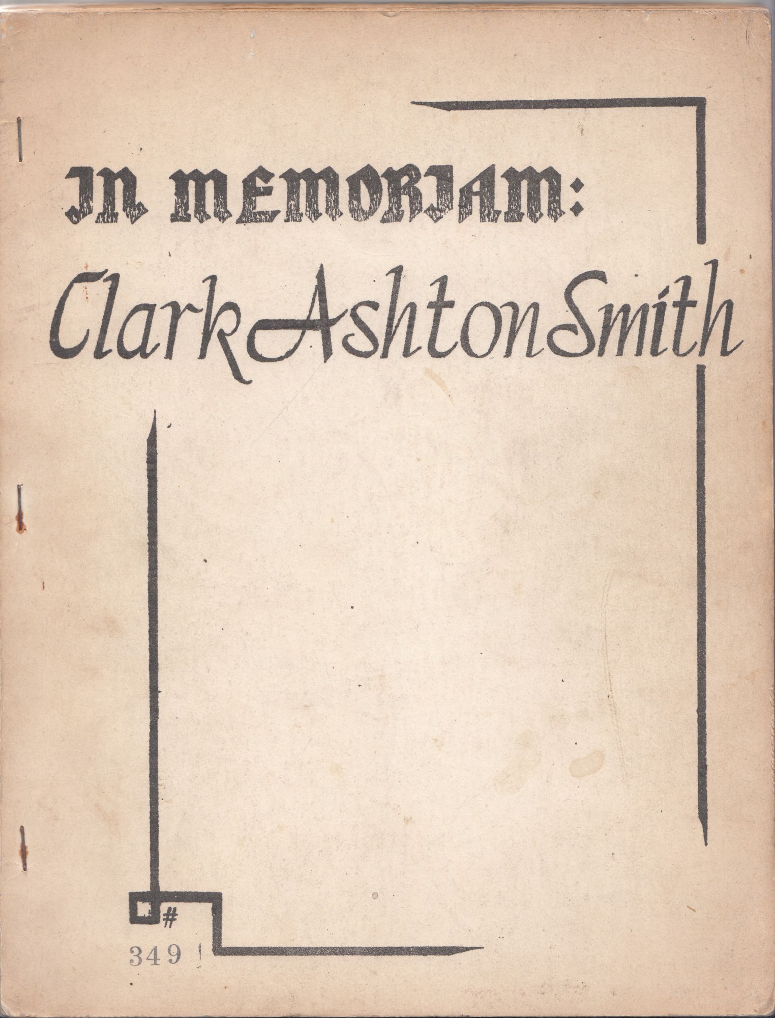 In Memoriam Clark Ashton Smith by Clark Ashton Smith Goodreads