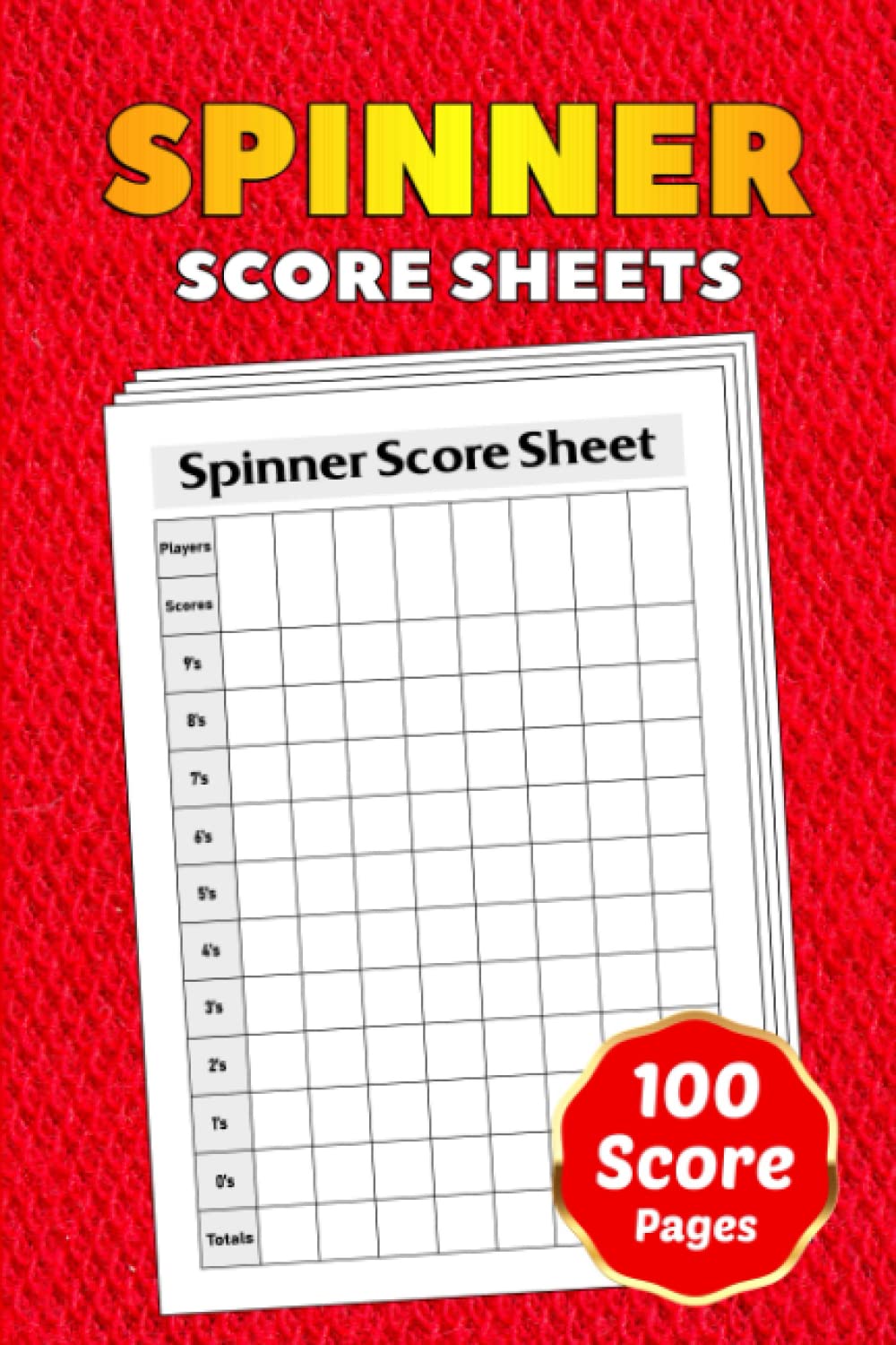 Spinner Score Sheets 100 Score Cards With Spinner Game 6x9 Inches