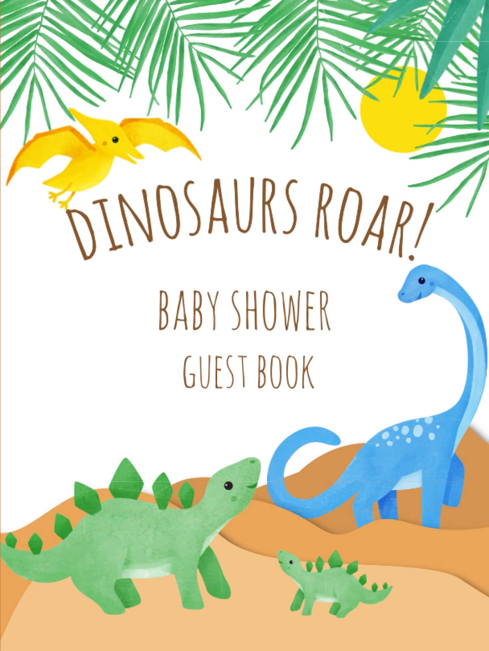 Baby Shower Dinosaur Guest Book Cute mom and baby dinosaur with Advice ...