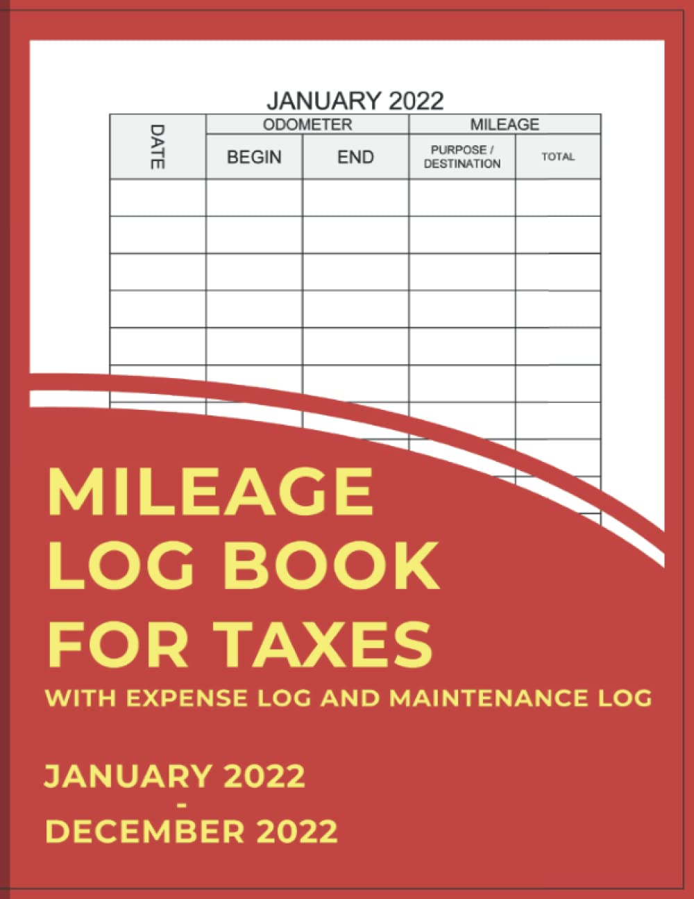 Mileage Log Book for Taxes monthly logbook for car with expense and
