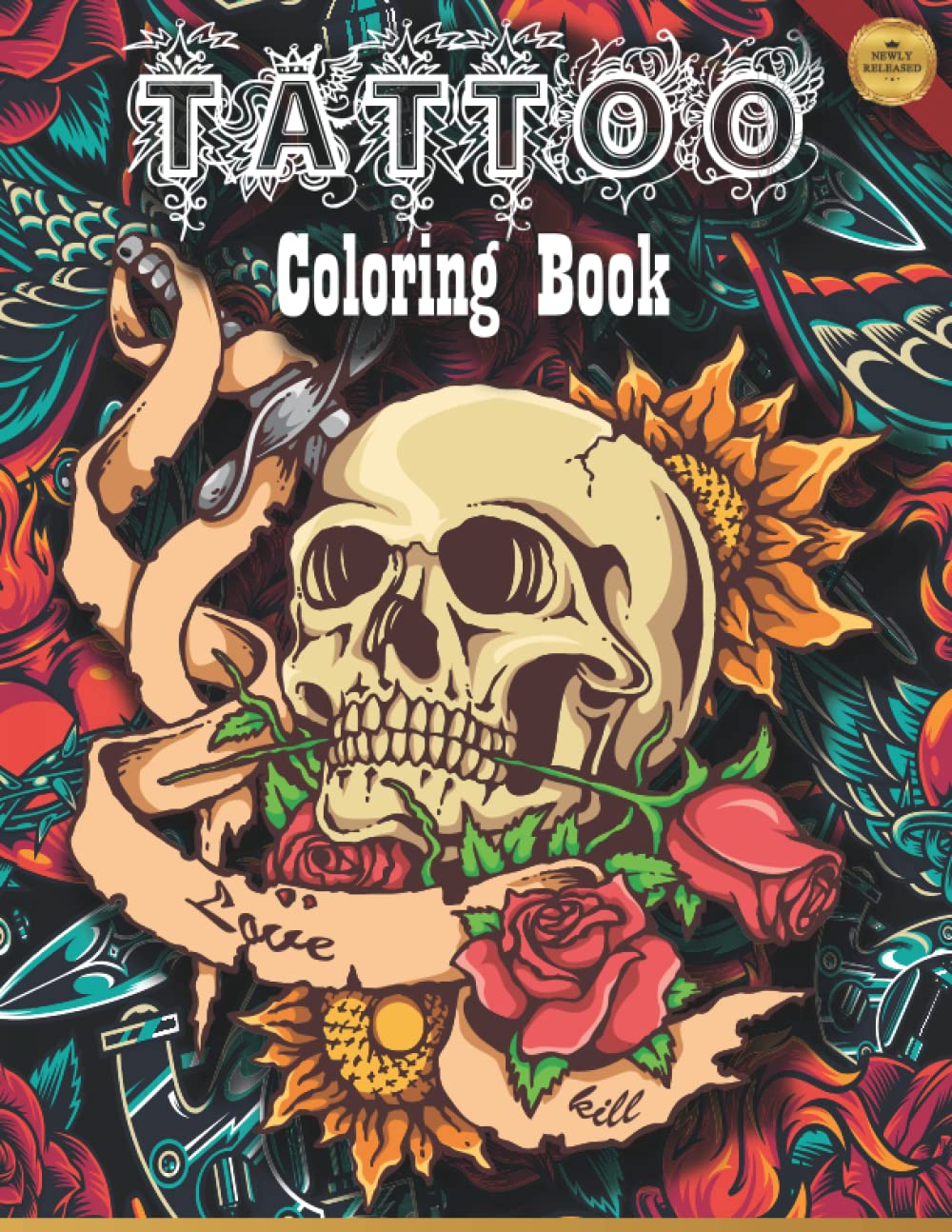Tattoo Coloring Book: Creative Art Tattoo Coloring book For Adults by ...