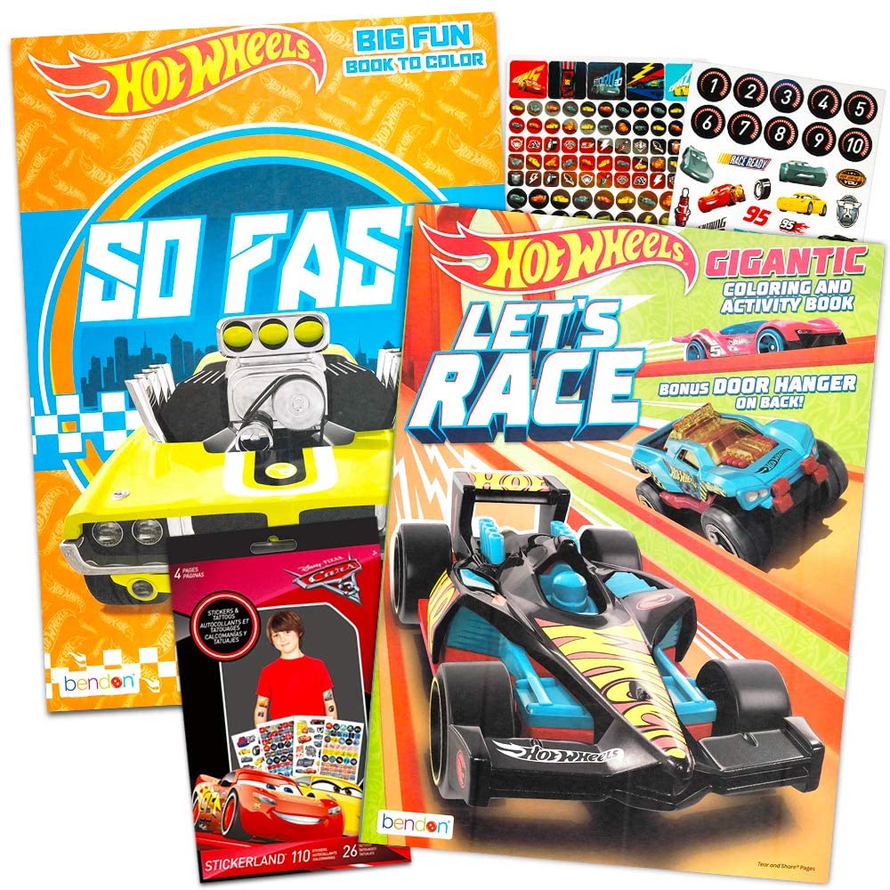 Hot Wheels Coloring Book Set for Kids 2 Jumbo Hot Wheels Cars