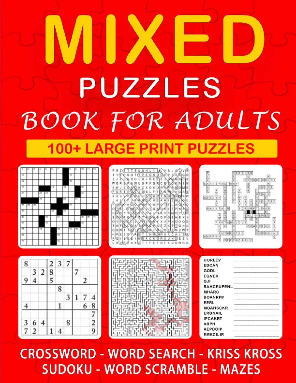 Mixed Puzzle Book For Adults 100+ Large Print Activity Book