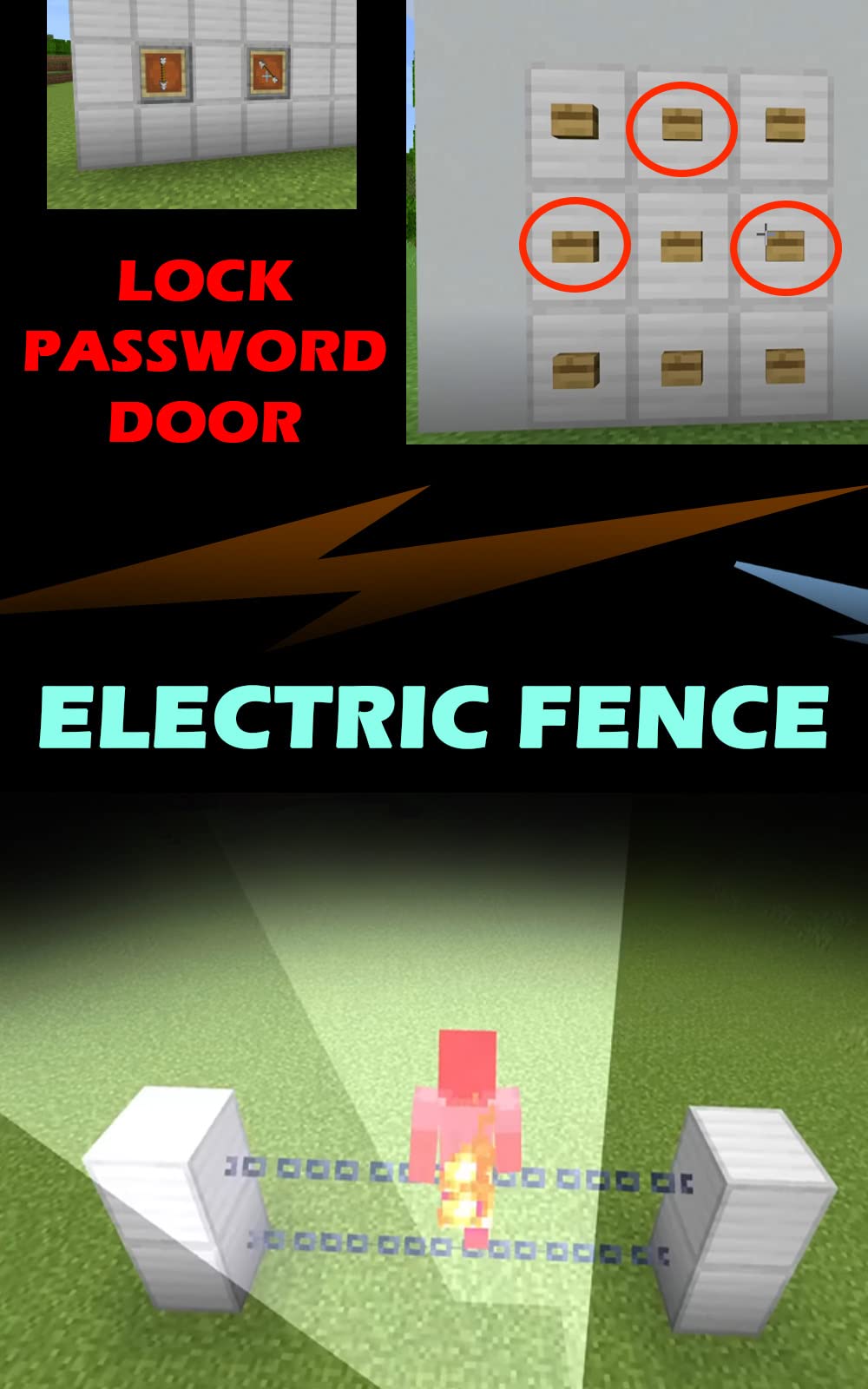 Minecraft: Electric Fence and Lock Password Door