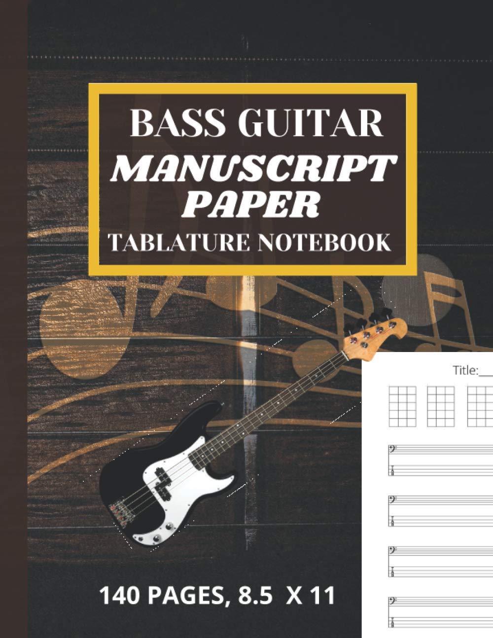 Bass Guitar Manuscript Tab Paper Notebook 4 string blank tabs with