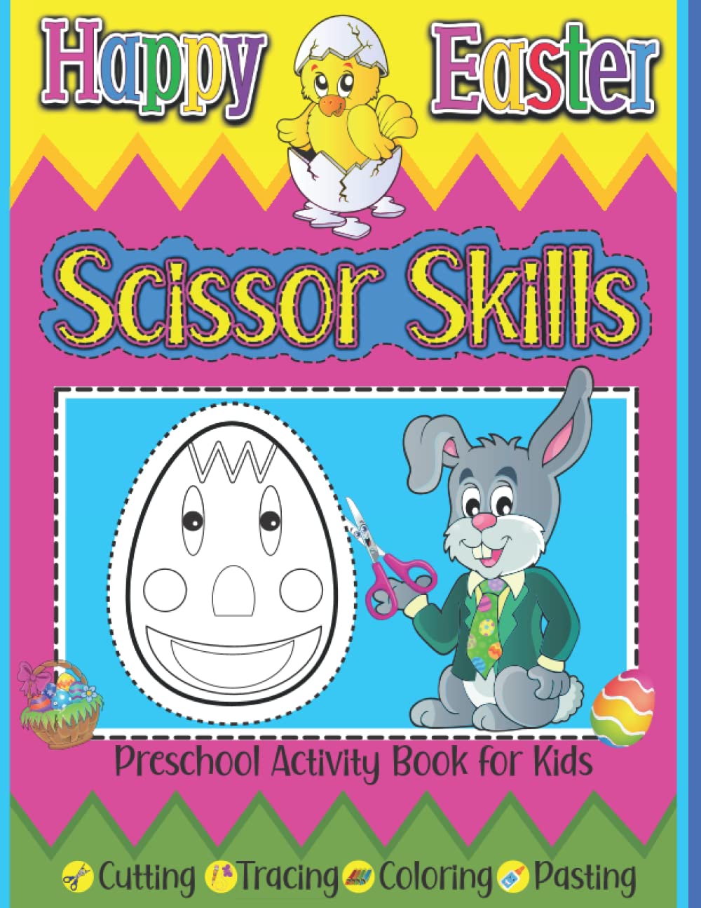 Happy Easter Scissor Skills Preschool Activity Book for Kids Cutting