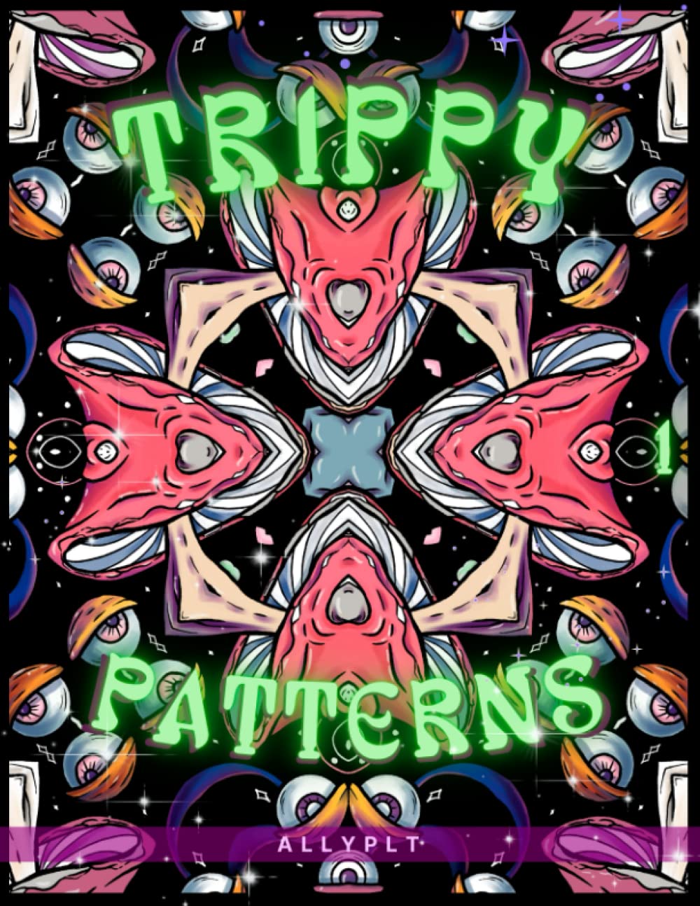 Trippy Patterns Coloring Book: Black Background Coloring Pages Featuring Beautiful & Mysterious ...