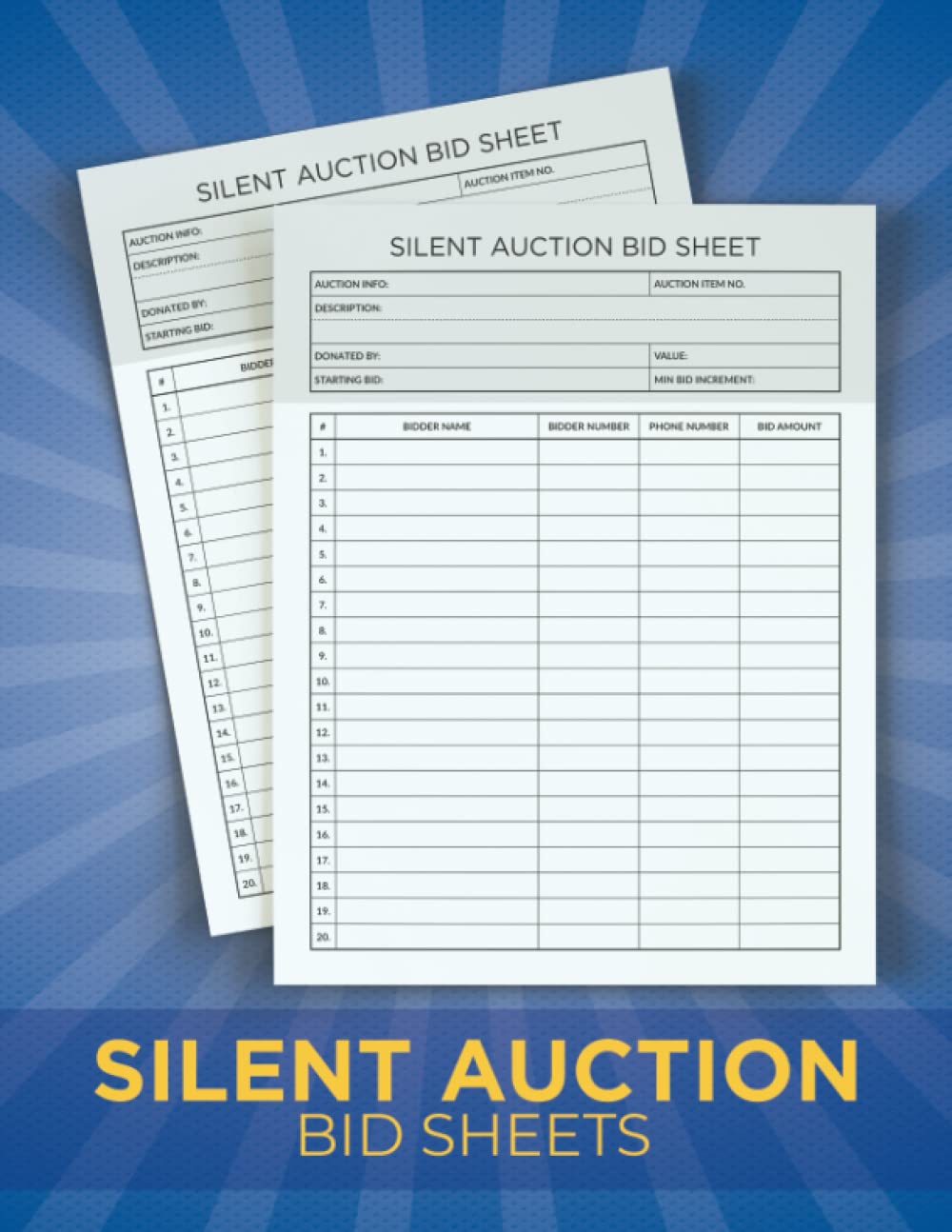 Silent Auction Bid Sheets: Large Size And Simple Fundraising Event ...