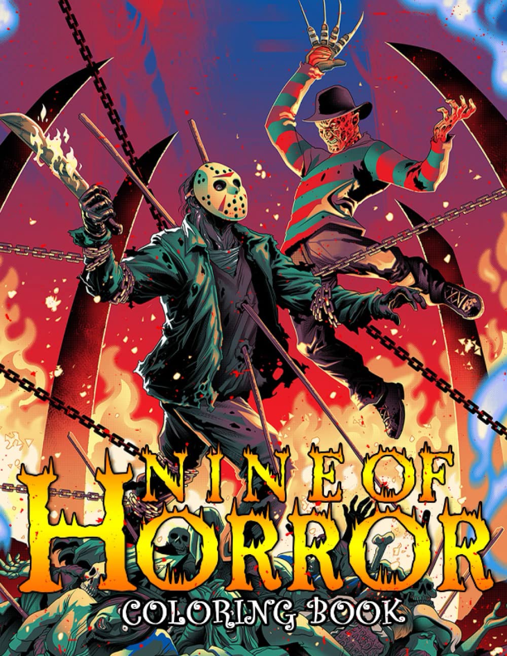 Nine of Horror Coloring Book: Freak of Horror Coloring Books for Adults ...