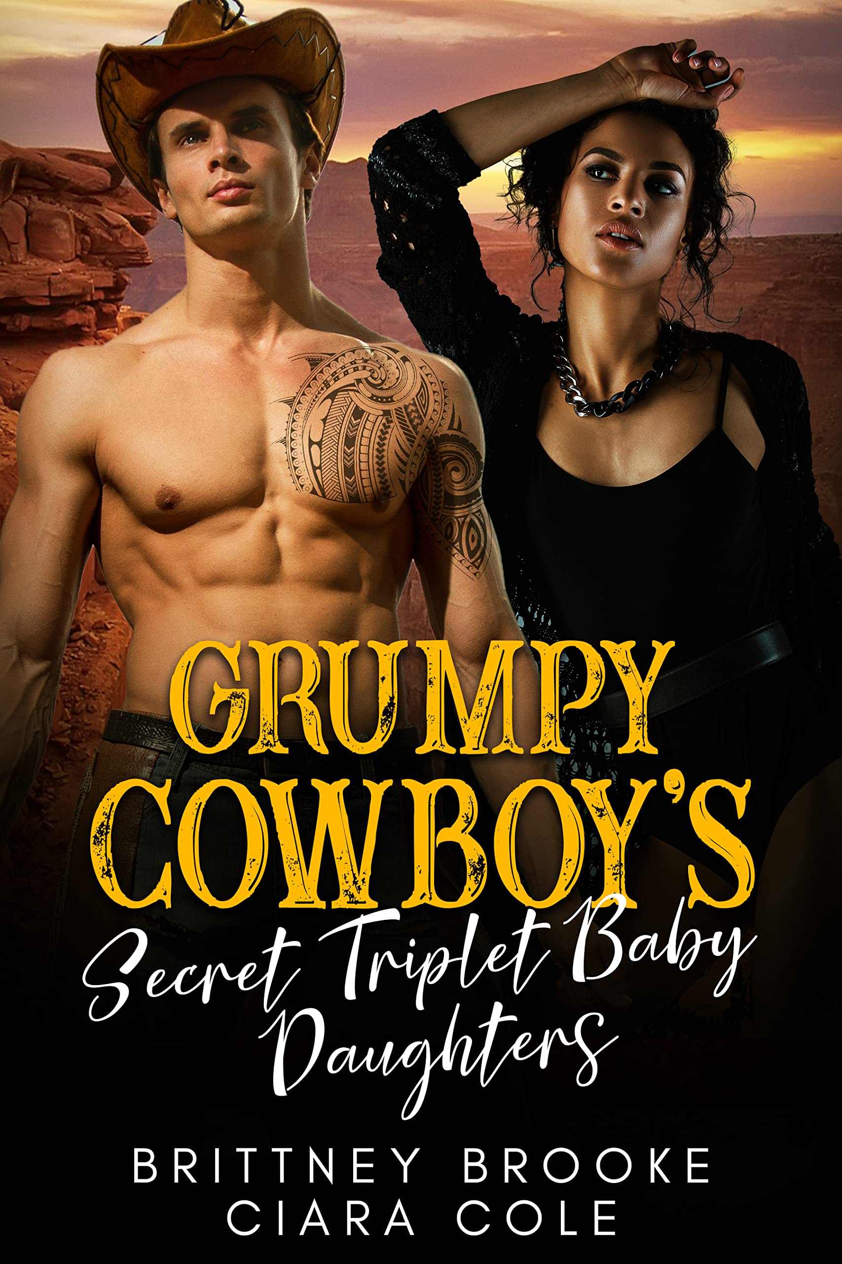Grumpy Cowboy's Secret Triplet Baby Daughters: A BWWM Multiple Baby Romance
