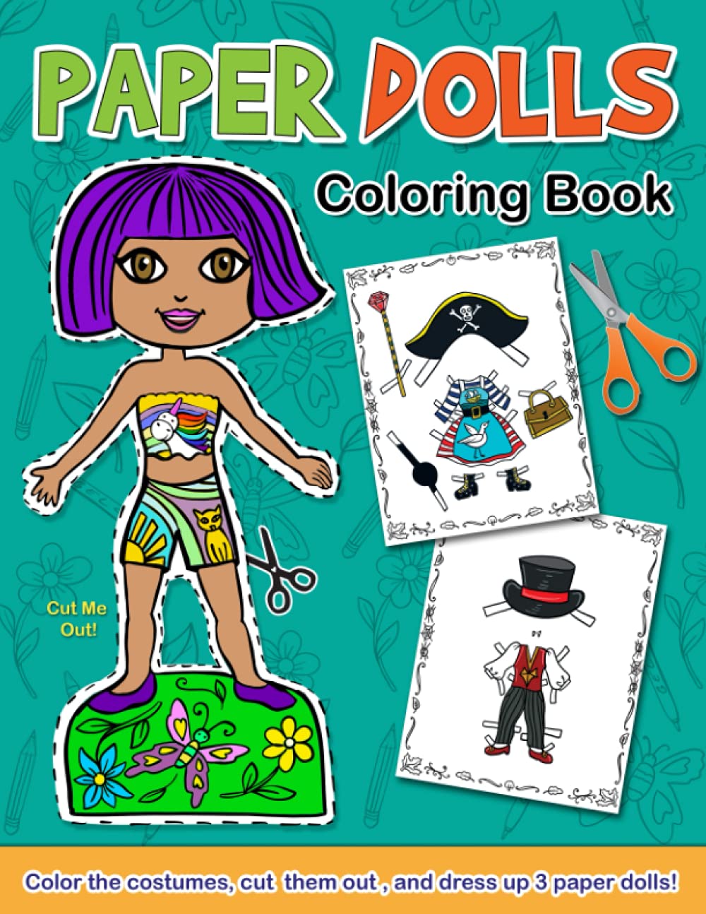 Paper Dolls Coloring Book Kids can color 40 fun costumes, cut them out