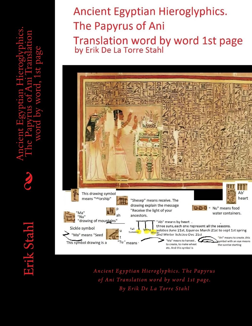 Ancient Egyptian Hieroglyphics.The Papyrus of Ani Translation word by