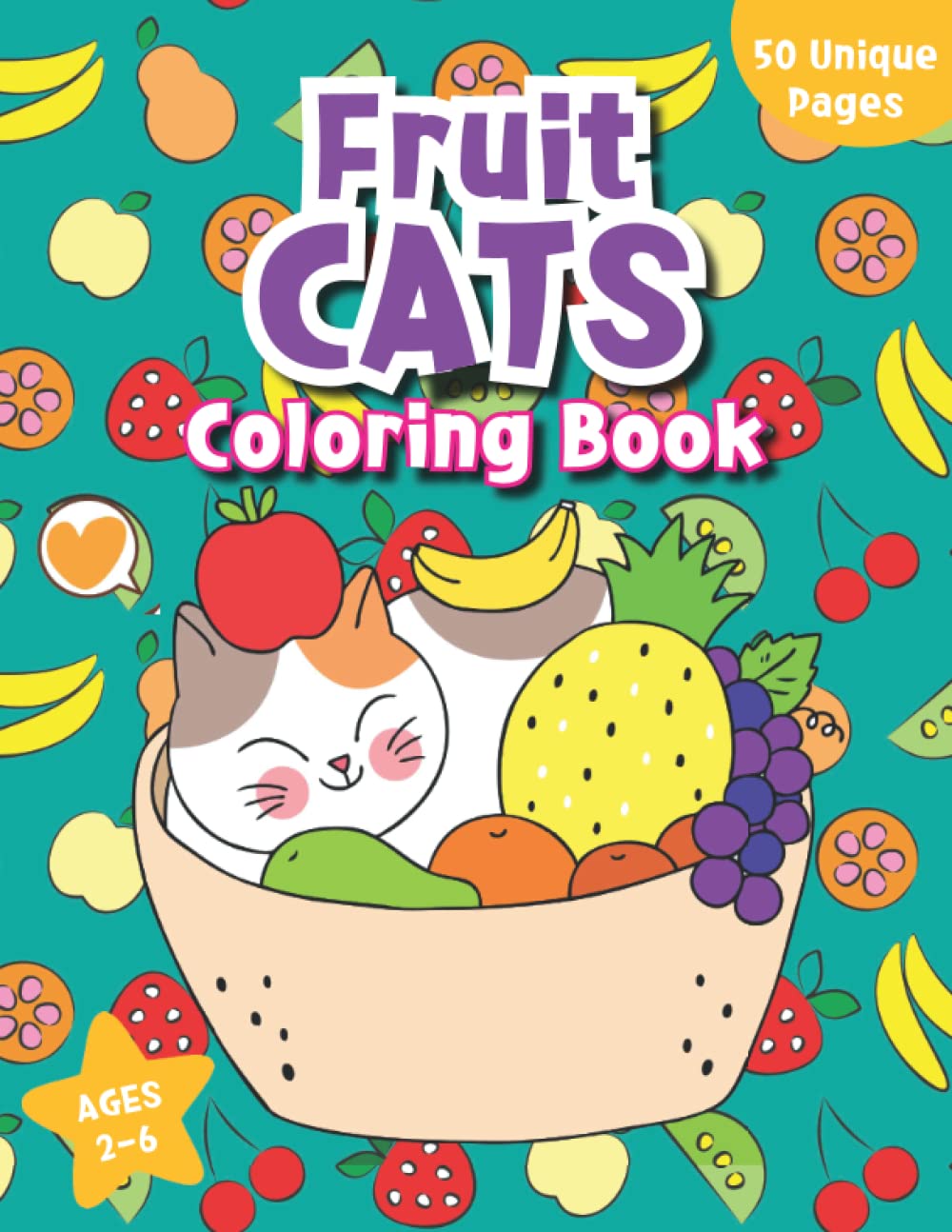 Fruit Cats Coloring Book Cute Coloring Book for Kids Ages 26 by