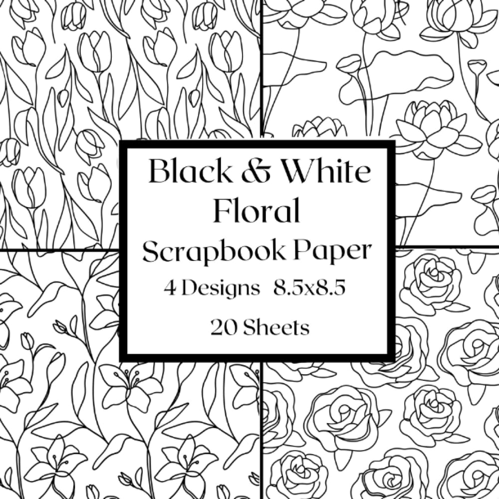 Black & White Floral Scrapbook Paper Black And White Themed Craft