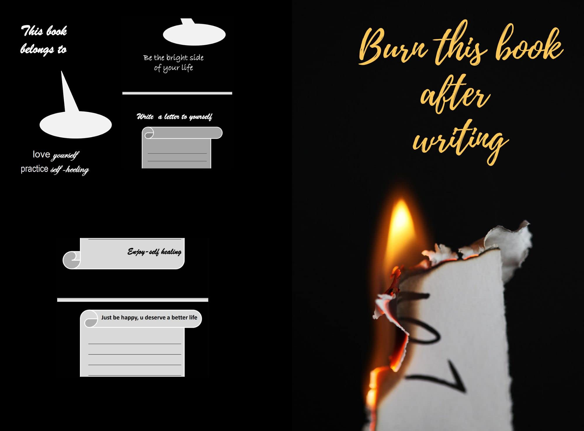 Burn this book after writing practice self healing by Write your feelings and personal memories