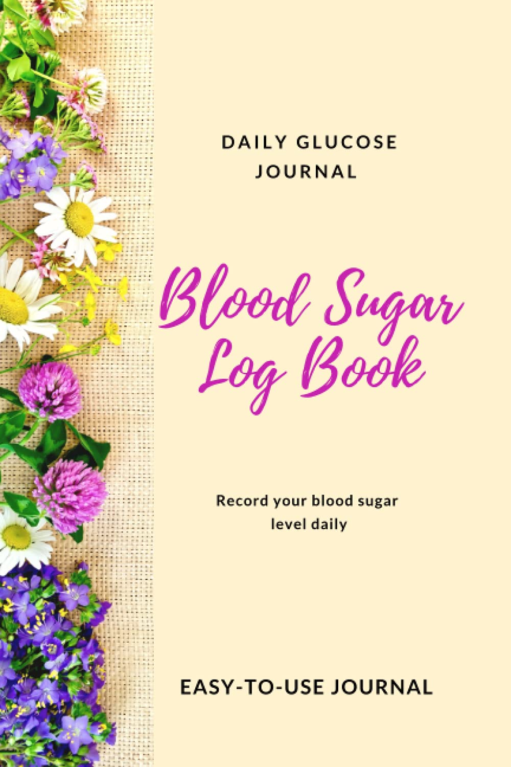 Blood Sugar Log Book Lavender Flowers Daily Diabetic Glucose Tracker