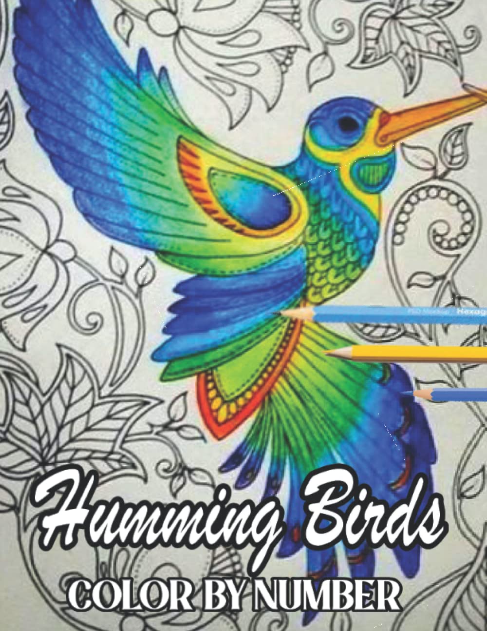 New large Print Hummingbirds Color By Number Beautiful Exotic Tropical