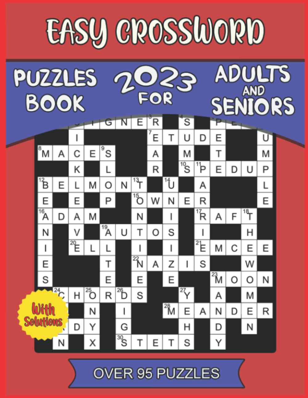 Easy crosswords puzzle book 2023 for Adults seniors with solution over
