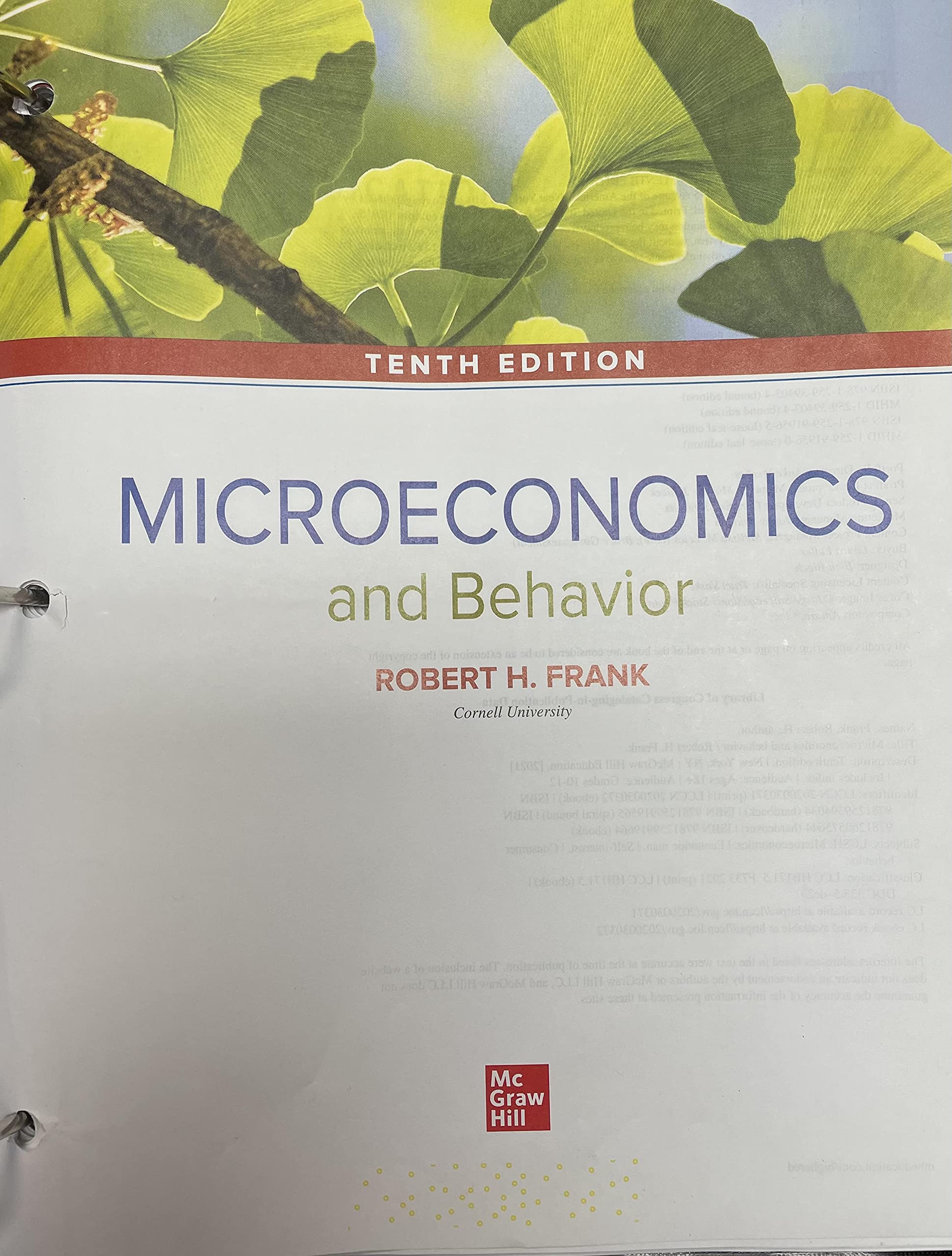 Microeconomics and Behavior 10th edition by Robert H. Frank