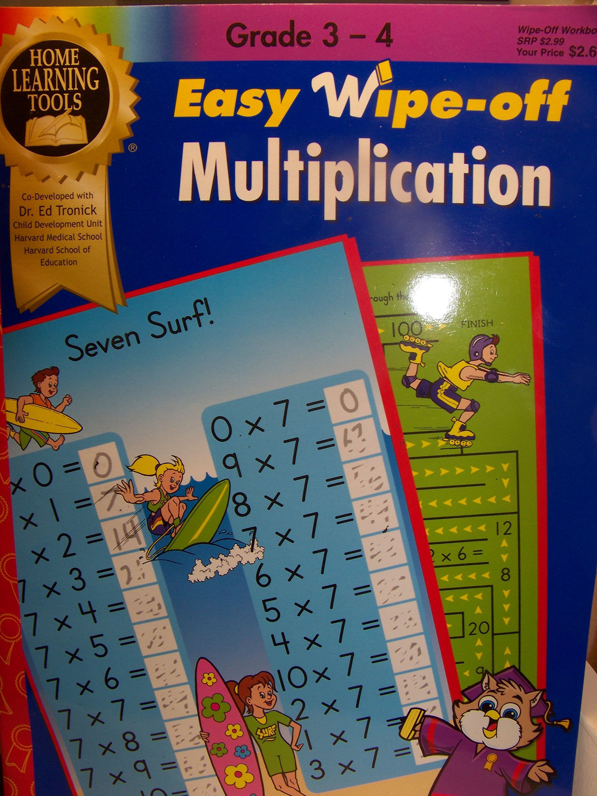 Easy Wipeoff Grade 3 4 Multiplication Workbook by Ph.D. Edward Z