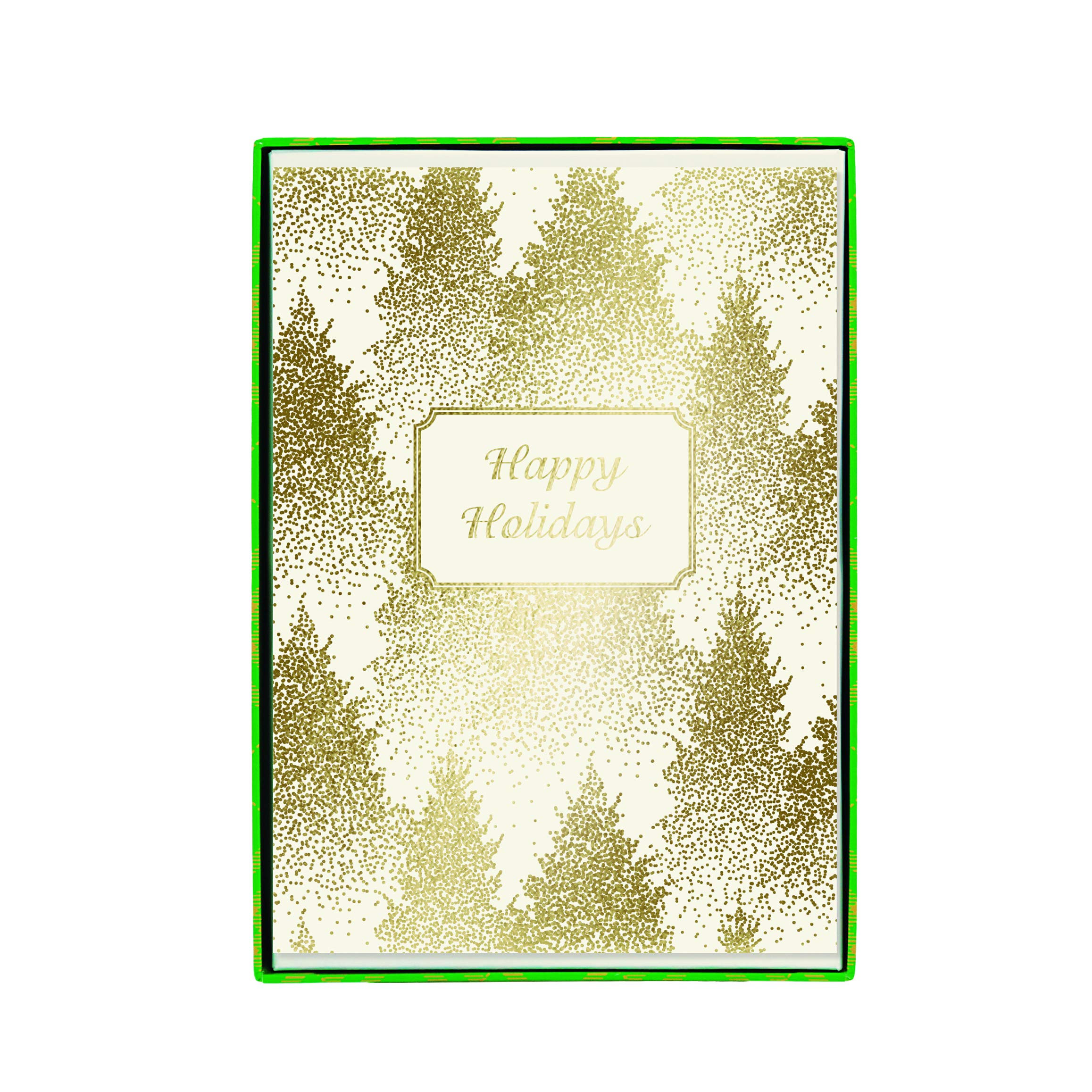 Graphique Gold Dotted Trees Holiday Cards Pack of 15 Cards with Envelopes Christmas