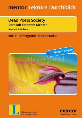 Der Club Der Toten Dichter Buch Online Lesen Der Club der toten Dichter / Deads Poets Society by N.H. Kleinbaum