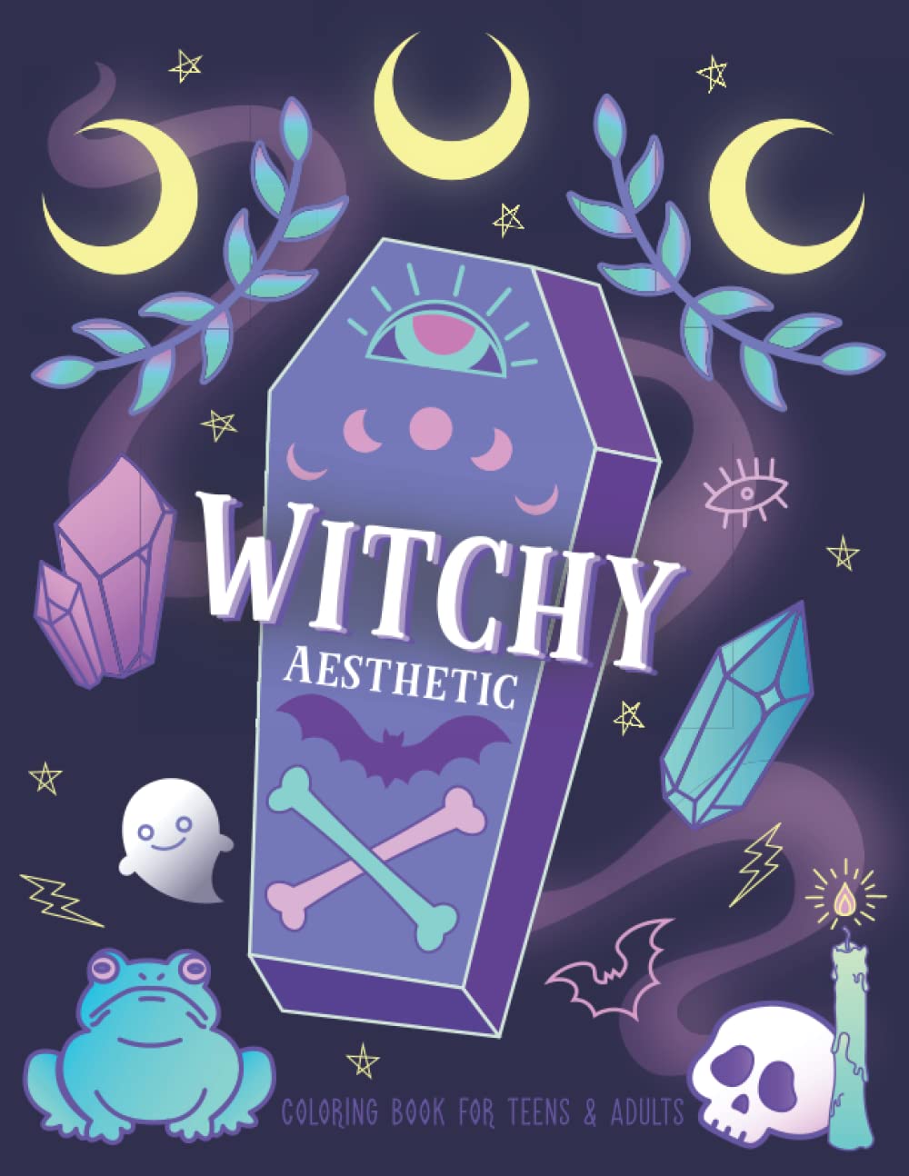 Witchy Aesthetic Coloring Book for Teens & Adults Kawaii Witch Craft Pastel Goth Coloring Book