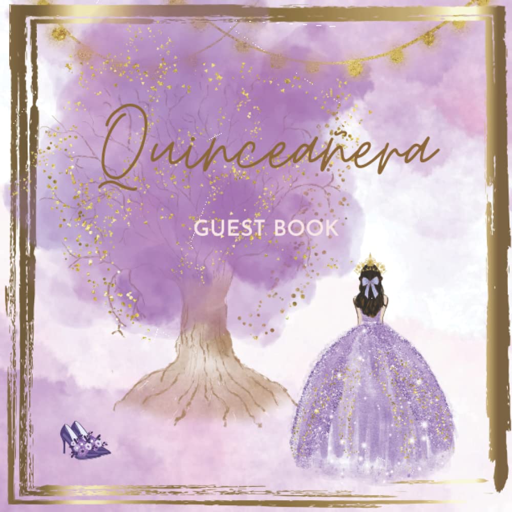 Quinceanera Guest Book (Purple Theme) Mis Quince Años (15 Year Old