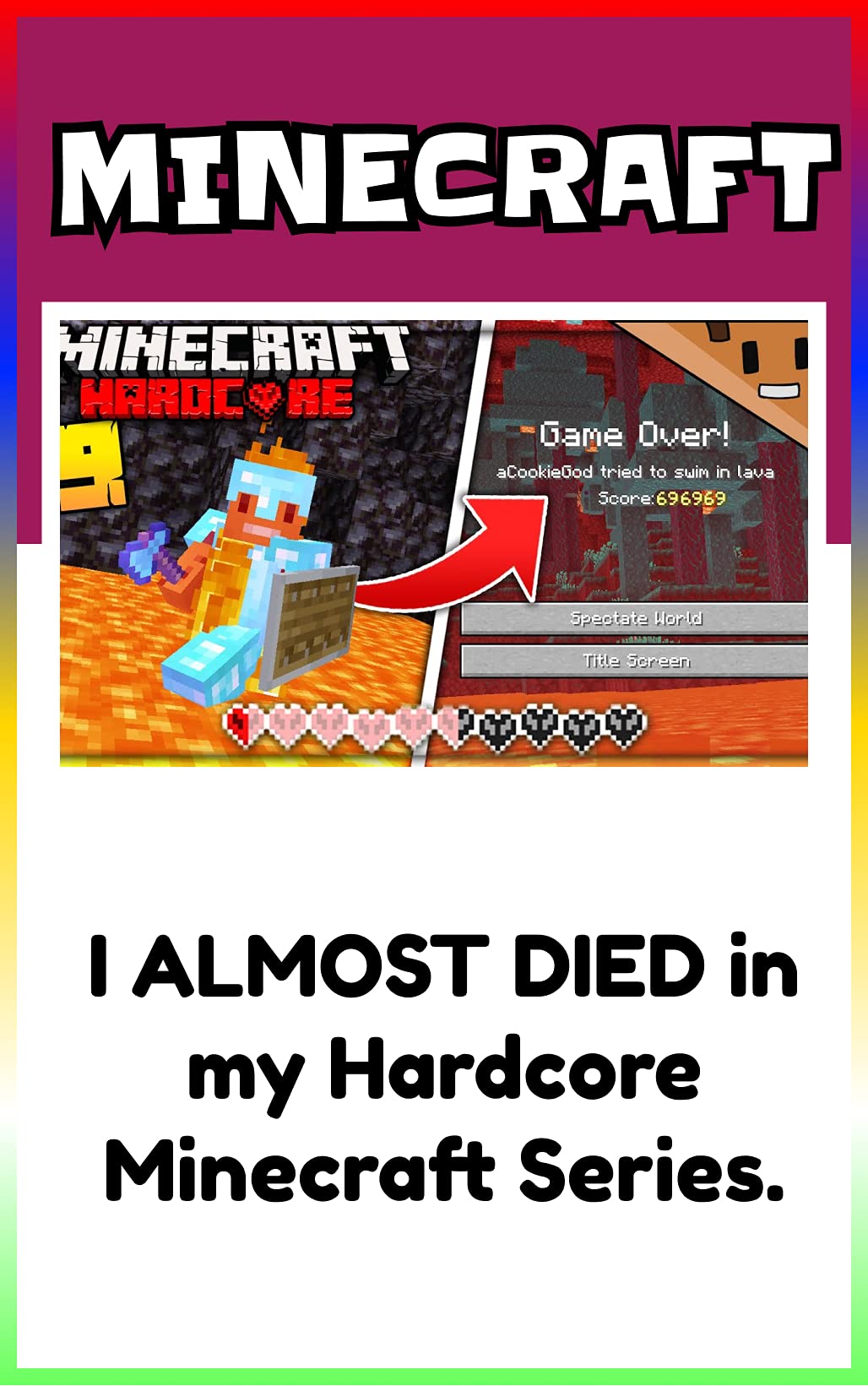 Minecraft Survived I ALMOST DIED in my Hardcore Minecraft Series. by