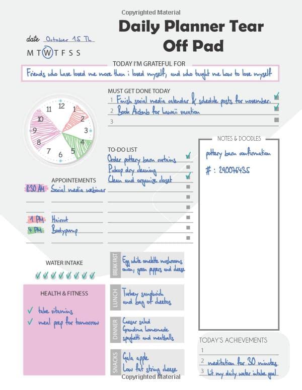 Daily Planner Tear Off Pad Desk Notepad, Motivational Daily Calendar