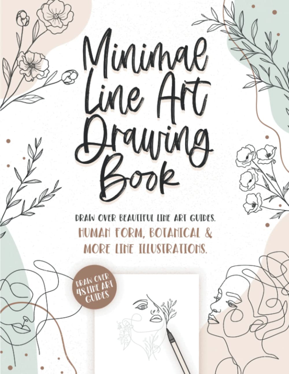 Minimal Line Art Drawing Book Draw Over The Lines & Color 48 Human