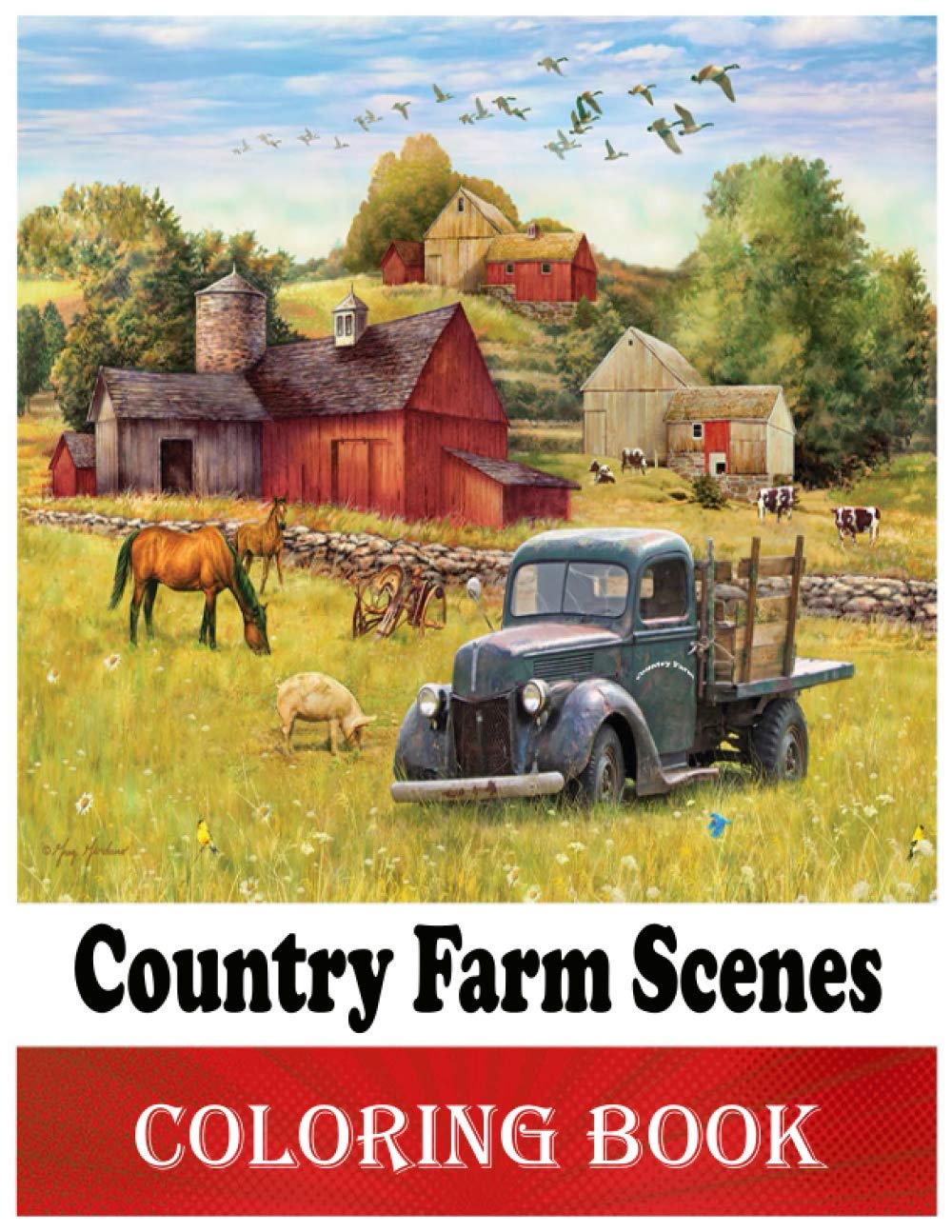 Country Farm scenes Coloring Book: Super Edition, Relax & Find Your