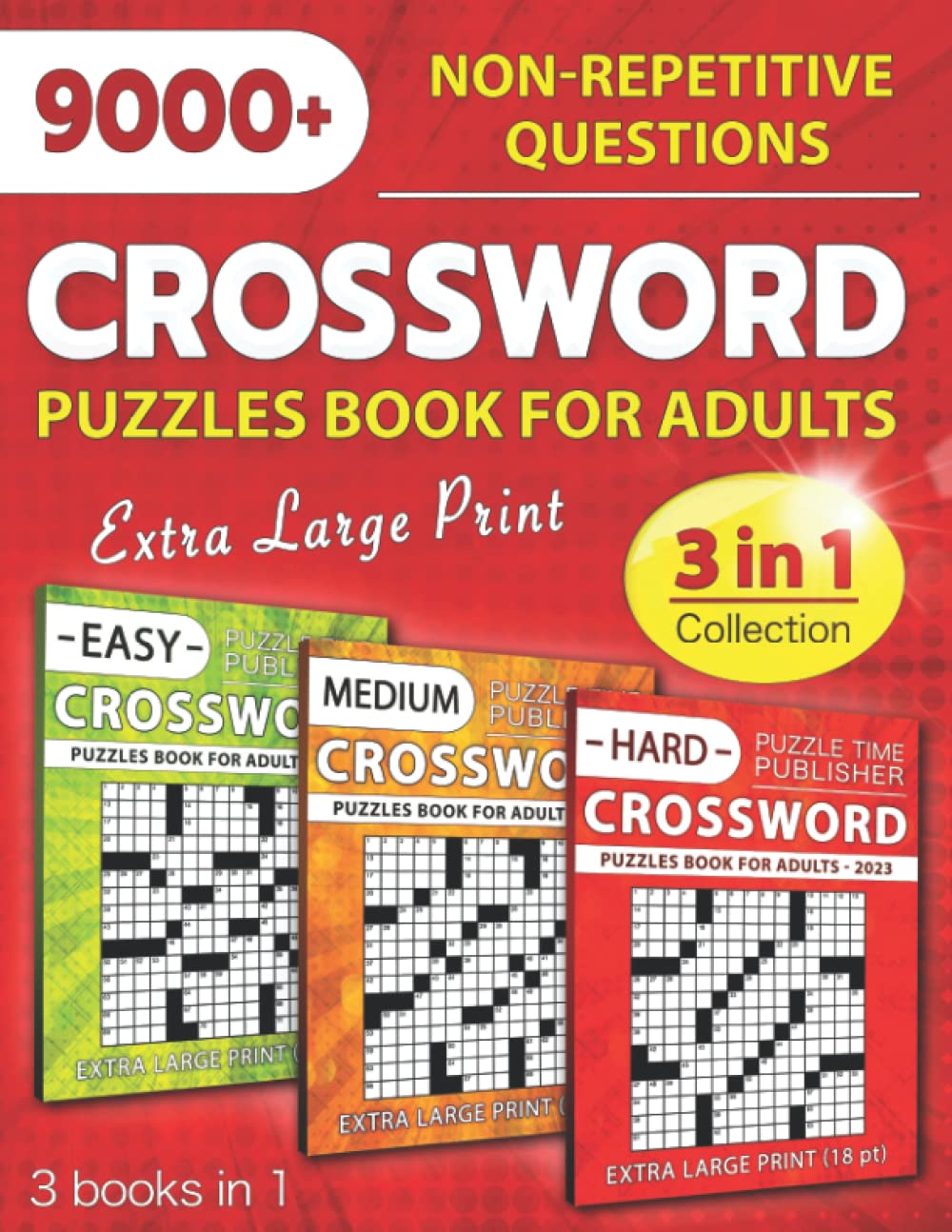 3 In 1 Collection Crossword Puzzles Book For Adults Eye Friendly Extra 