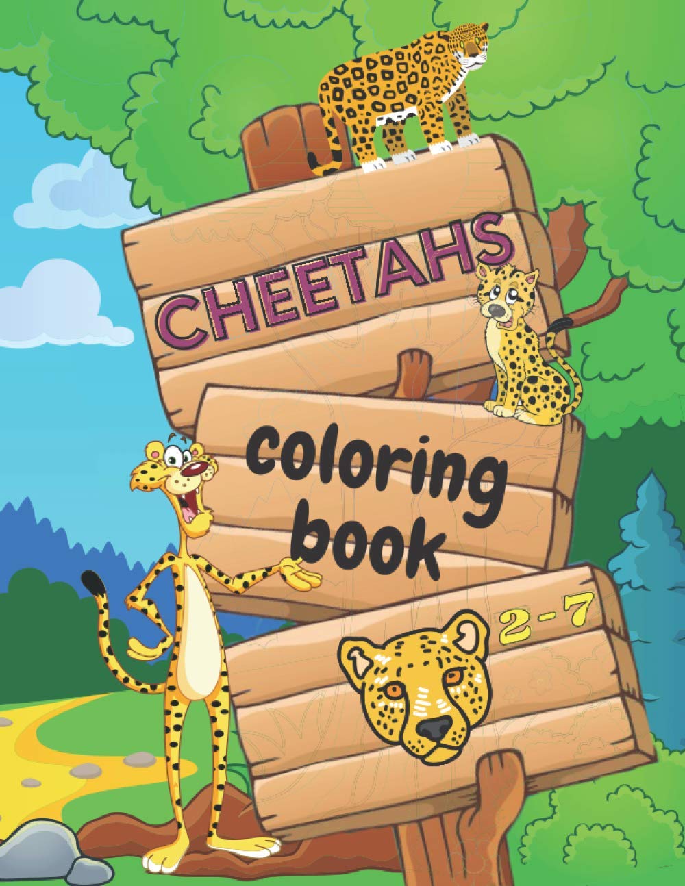 cheetahs coloring book: for kids and toddlers aged between 2-7 - fun ...