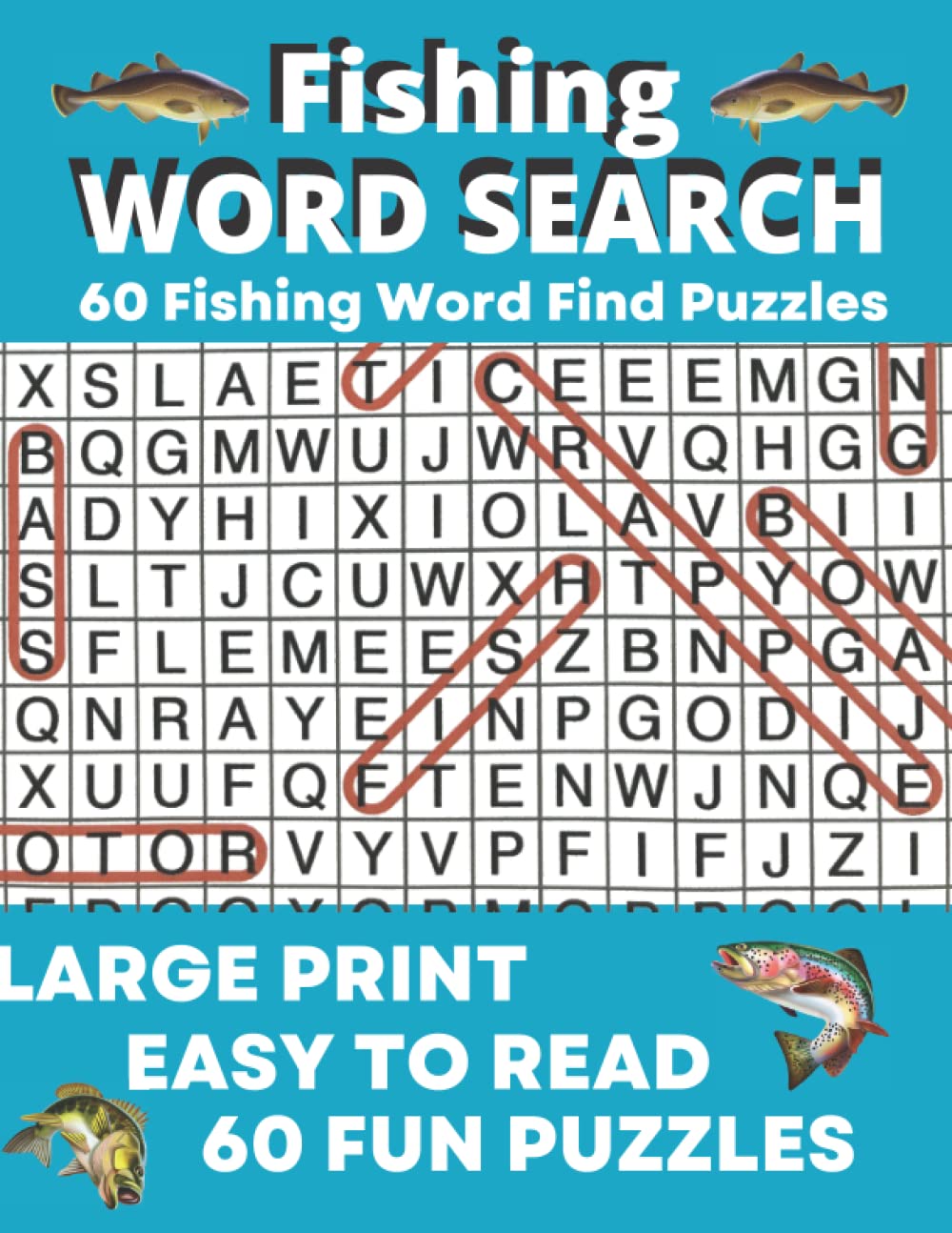Fishing Word Search Puzzle Book: Large Print Fish Word Find Puzzles ...