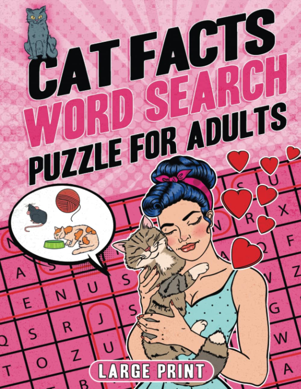 Cat Facts Word Search Puzzle For Adults and Seniors LARGE PRINT 2000