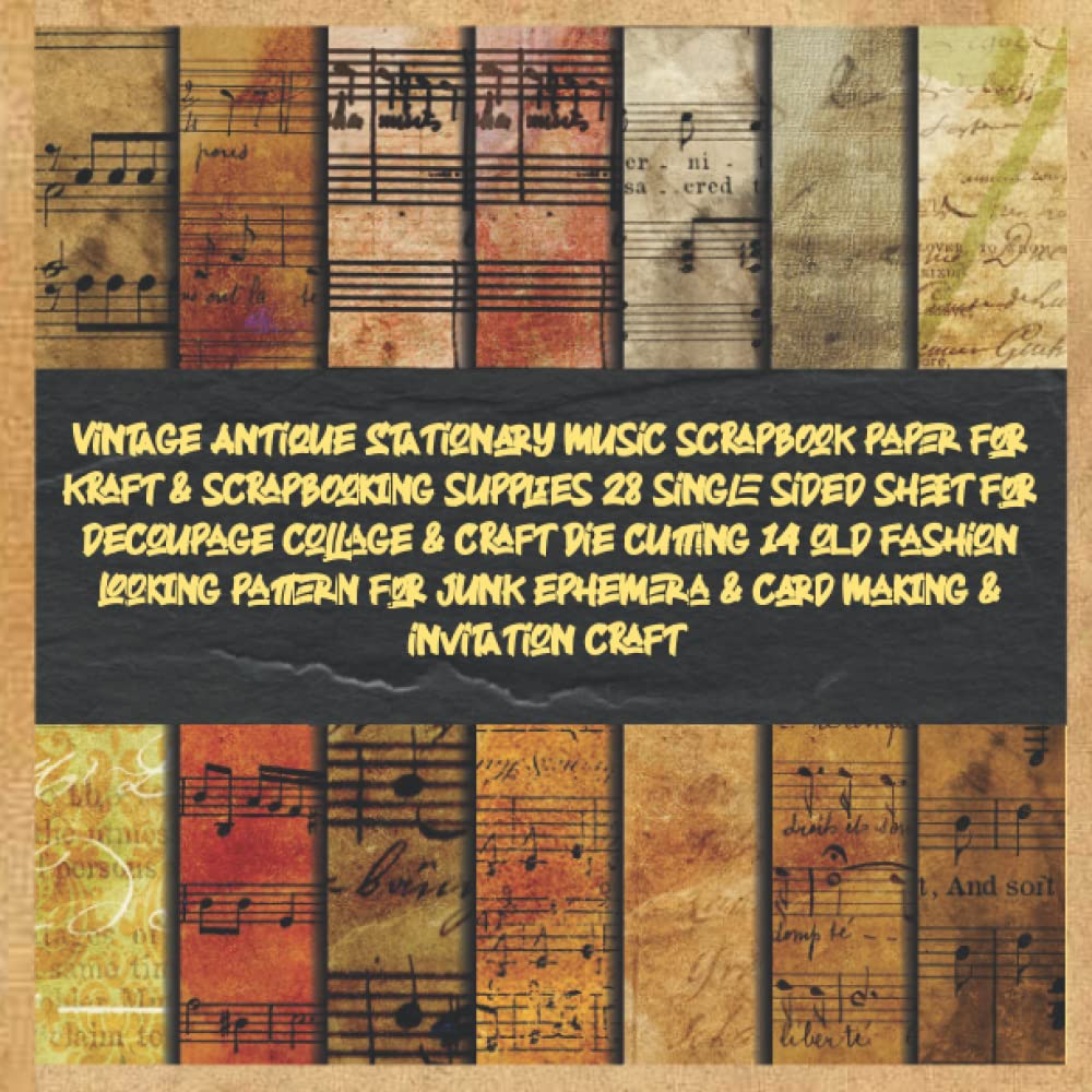 Vintage Antique Stationary music scrapbook paper for kraft