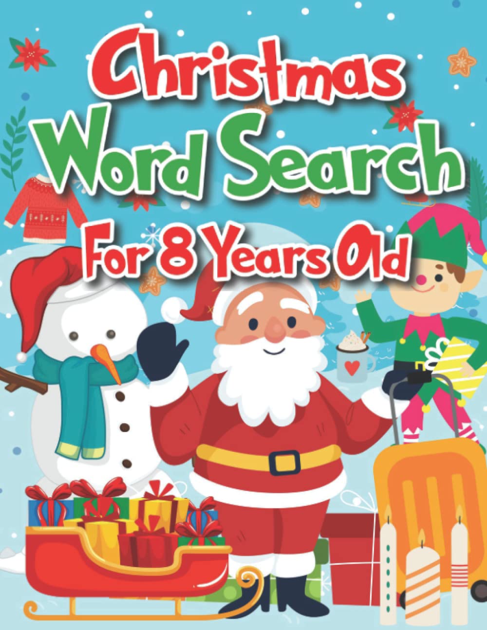 Christmas Word Search For Kids Ages 8: 50 Unique Large Print Puzzle ...