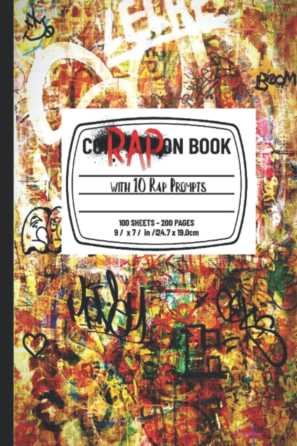 Rap Composition Notebook with 10 Prompts for rap, hip hop, music