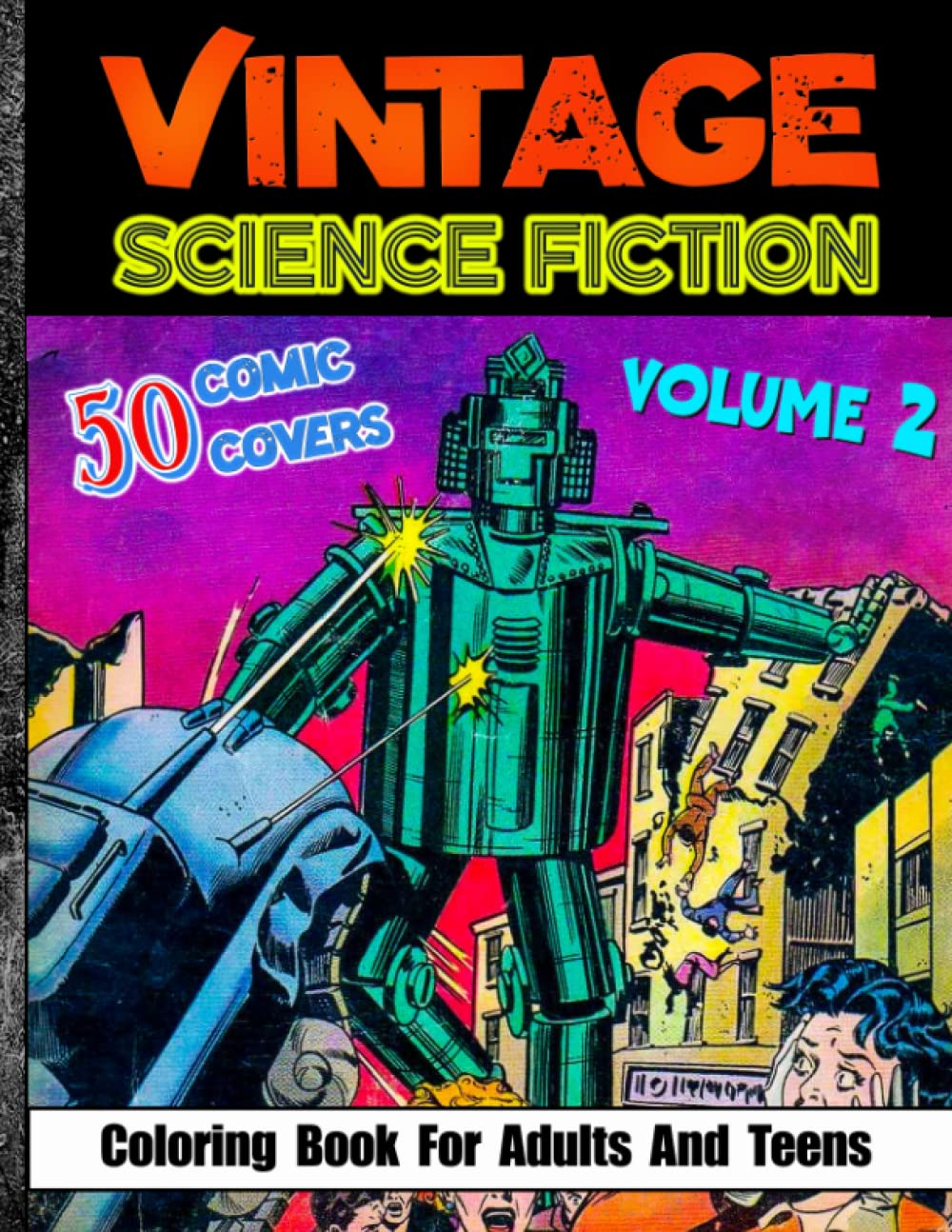Vintage Science Fiction Comic Covers Coloring Book For Adults And Teens ...
